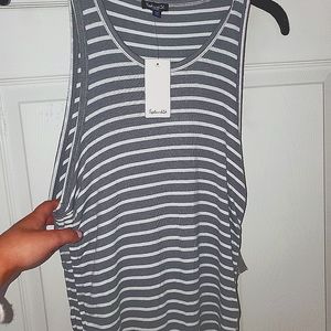 Grey & White Striped Stretchy Dress- FOX'S "Splendid" Brand. FREE SHIPPING